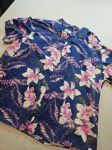 Oak Hill Mens Blue Tropical Hawaiian Classic Look Button Up Shirt Size 3X - Picture 1 of 13