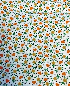 VTG 34" wide  Ditzy White w/Gold Florals & Pink Hearts Toss Cottagecore  BTFQ - Picture 1 of 3