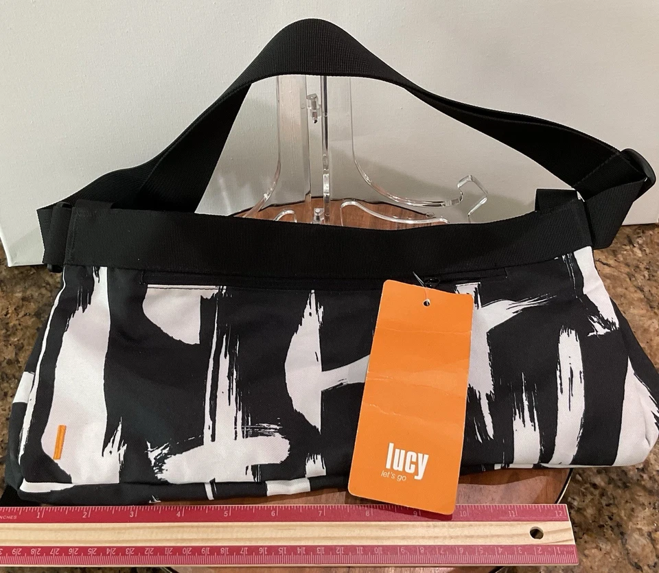 LUCY Yoga Flow Mat Bandolera Bolsa Portador Gimnasio Viaje Blanco y Negro Ajustable Nuevo Foto 1 de 4