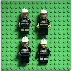Juego de minifiguras originales LEGO City Fire Brigade 4 bomberos (uniformes a juego) - Imagen 1 de 2