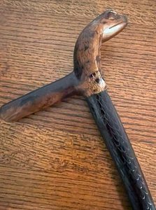 Bastón de madera tallado a mano de serpiente cobra - 39" mango de serpiente estilo vintage - Imagen 1 de 19