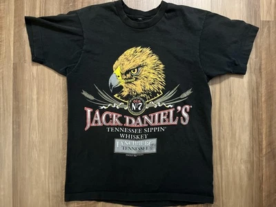 Vintage Jack Daniel's Shirt Mens Medium Black Eagle Graphic Old No.7 Whiskey 90s - Image 1 of 4
