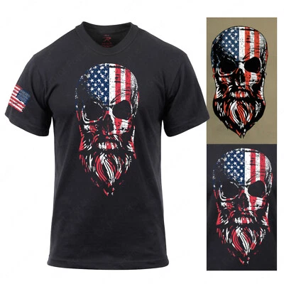 Мужская футболка с бородатым черепом с флагом США - Изображение 1 из 3