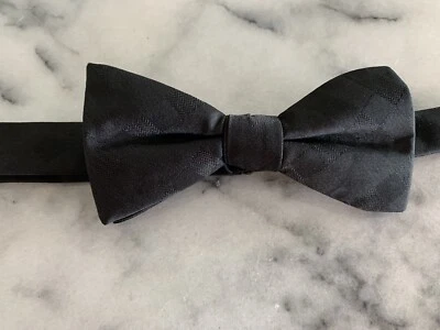 NWT JF J Ferrar Solid Black Check Adjustable Pretied Bowtie Bow Tie MSRP $30 - Image 1 of 4