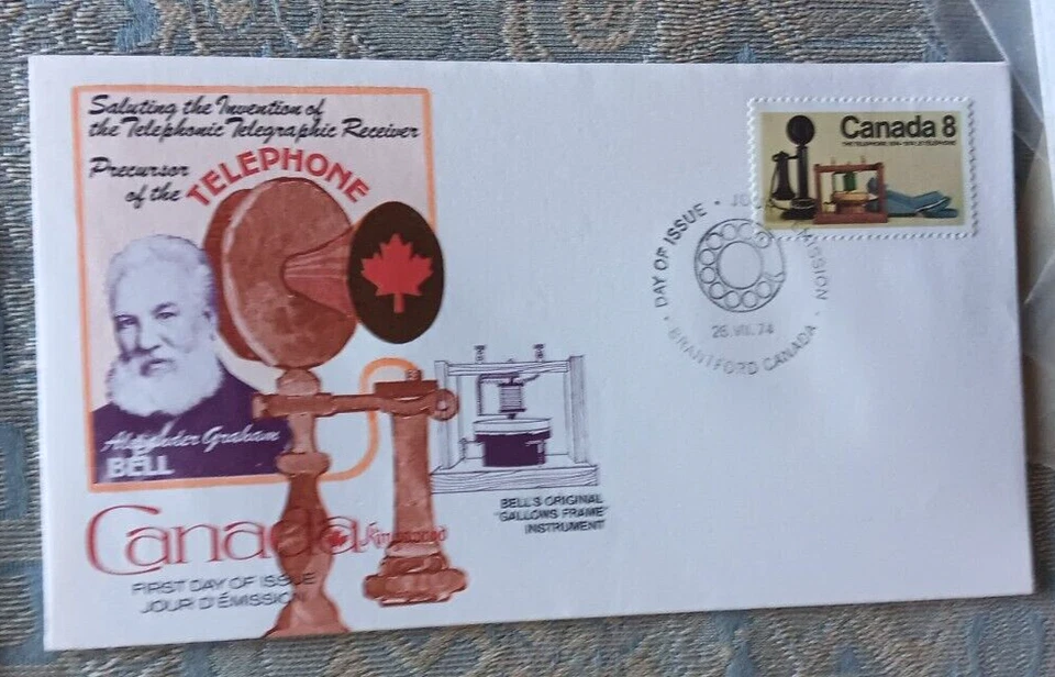 TELEPHONE INVENTED ALEXNADER GRAHAM BELL 1974 KINGSWOOD CACHET FDC VF UNADDR - Image 1 of 1