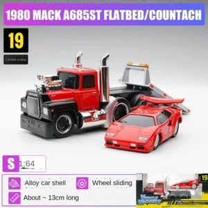 Maisto 1:64 1980 Mack A685ST Flatbed Trailer Countach Model Diecast Metal Car - Picture 1 of 1