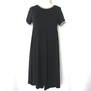 Lularoe Carly Negro Liso Alto Bajo Mangas Cortas Gris Mangas Cortas Borde XXS D076 - Imagen 1 de 7