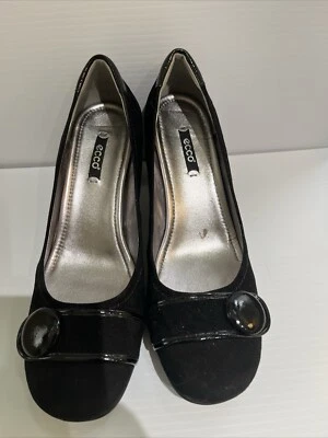 Zapatos de salón ECCO para mujer 41 Hanna sin cordones negros gamuza, tacón botón informal Foto 1 de 4