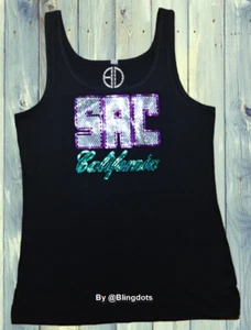 Sacramento Bling Shirt Sequins glitter California Kings Tank Top  - Picture 1 of 6