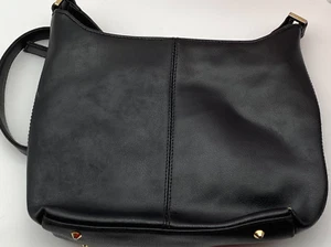 Vintage Bhs Handbag Women Shoulder Bag Small Black Genuine Leather - Picture 1 of 9