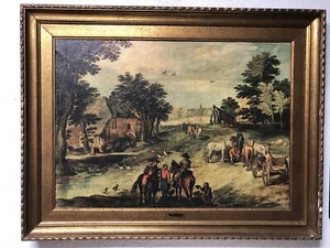 QUADRO STAMPA GLISCE VINTAGE Brueghel CON CORNICE - Picture 1 of 8
