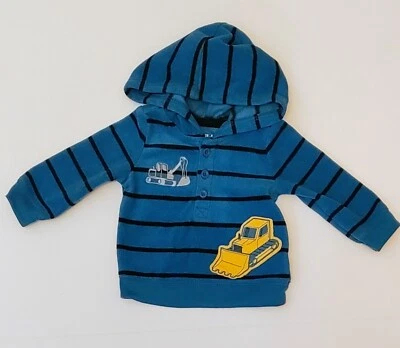 Suéter con Capucha Carter's Construction Polar Azul Negro Rayas 3-6 Meses Foto 1 de 3