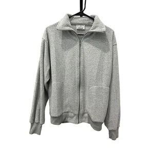 Pyramid Gray Fleece Zip Up Jacket Sz M Pockets - Picture 1 of 8