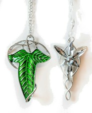 SILVER VEIN Elven Leaf Brooch Arwen Evenstar Necklace SET LOTR Lord of The Rings