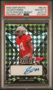 2022 Leaf Exotic Autographs Peacock Mosaic Julian Fleming /6 PSA 10 AUTO 10 - Picture 1 of 2