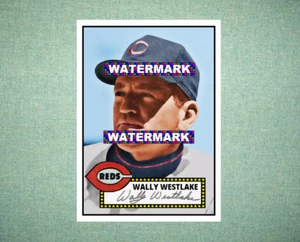 Wally Westlake Cincinnati Reds 1952 Stil individuelle Baseball Kunstkarte - Bild 1 von 2