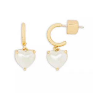 Nuevos con etiquetas Pendientes Kate Spade My Love Heart Huggie enchapados en oro perla - Imagen 1 de 6