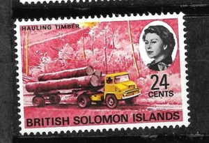 BRITISH SOLOMON ILDS.QE11, 1968 DEFINS, 24c SG 176, MNH, LEGNO, CAMION - Foto 1 di 1