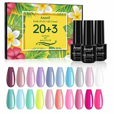Smalti Semipermanenti Unghie Anself 20 Gel colorato + Base Coat + Top Coat + ...