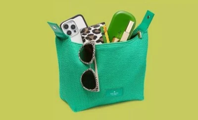 Bolsa cosmética verde com zíper Kate Spade nova com etiquetas - Imagem 1 de 2