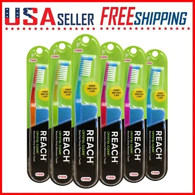 Reach Crystal Clean Toothbrush FIRM x 6 Pack with Free Travel Cap Firm Bristles - Image 1 of 4