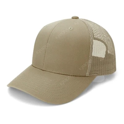 Trucker Hat Mesh Cotton Snapback Baseball Cap Plain Flat Solid Hip Hop Mens MB - Image 1 of 4