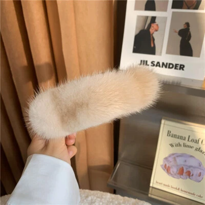 Pinza para el cabello de piel de visón real popular para mujeres niñas horquilla accesorios para el cabello Foto 1 de 4