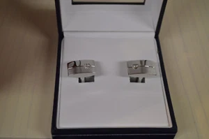 GEMELOS CROFT & BARROW TONO PLATA PULIDO ALTO Y CEPILLADO CRISTAL CAJA DE REGALO - Imagen 1 de 6