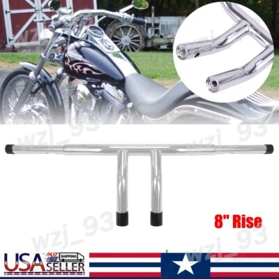 8" Rise T-Bars Handlebar For Harley Sportster Softail FLST FXST Custom Drag Bar - Изображение 1 из 4