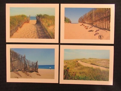 Набор из 4 самодельных поздравительных открыток Кейп-Код с тиснением морской пейзаж песок - Изображение 1 из 4