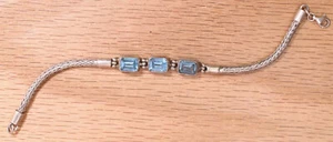 Great Sterling Silver Gemstone Braided Chain Bracelet X103B - Picture 1 of 3