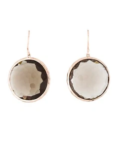 IPPOLITA 24K/18K ROSE GOLD PLATED STERLING SILVER 925 SMOKY QUARTZ DROP EARRINGS - Picture 1 of 8