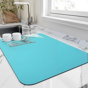 Super Absorbent Dish Drying Mat, Heat Resistant, Non-Slip, Teal 16"x20 - Picture 1 of 13