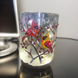 Cardinal Crackle Glass con luce led tema invernale uragano collezionisti - Foto 1 di 10