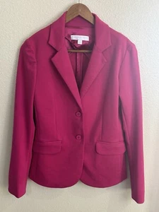 New York Company Womens Jacket Magenta Buttons Lined Stretch Size Medium Spring - Picture 1 of 4