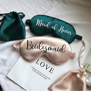 Personalisierte Schlaf-Augenmaske monogrammiert Satin weich Bachelorette Mutter Geschenk - Bild 1 von 10