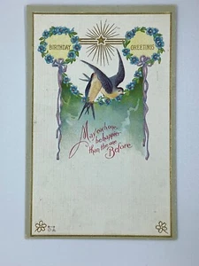 Postcard Birthday Greetings Washington 1912 Doves Birds Stars Embossed H79 - Picture 1 of 2