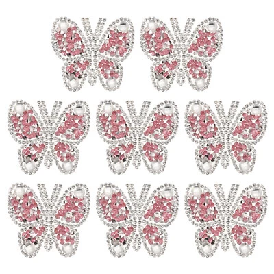 8Pcs Butterfly Rhinestone Patches Iron-on Appliques Patches, 4x4.5cm, Pink Foto 1 de 4