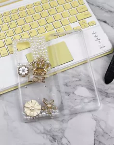 For Samsung Galaxy Z Fold 2 Case Bling Diamond Crown Flower Pearl Back Cover - Zdjęcie 1 z 1