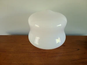 Large Milk Glass Shade Schoolhouse Pendant Light Fixture Globe 9", 5 7/8" fitter - Picture 1 of 7
