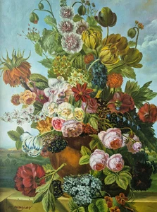 Gemälde Stillleben Blumen Blumenstrauß Handsigniert M. Wagner (XX) 55x45 - Bild 1 von 11