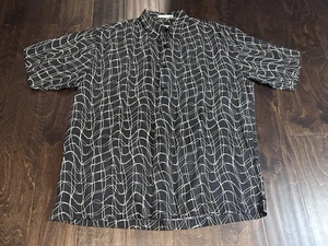 Perry Ellis 100% Silk Shirt Men’s Sz Large Abstract Swirls Button-down - Picture 1 of 12