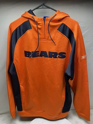 Moletom com capuz NFL Chicago Bears Reebok masculino tamanho médio laranja azul marinho - Imagem 1 de 4