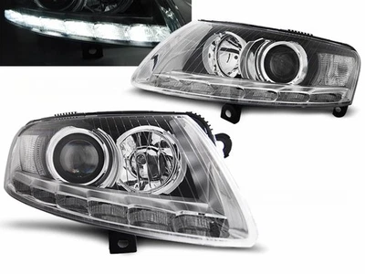 Xenon Scheinwerfer Set für Audi A6 C6 2004–2008 Chrom mit LED Tagfahrlicht - Bild 1 von 3