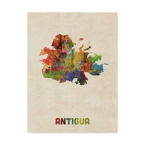 Antigua Watercolor Map by Michael Tompsett, 18x24 - Picture 1 of 3