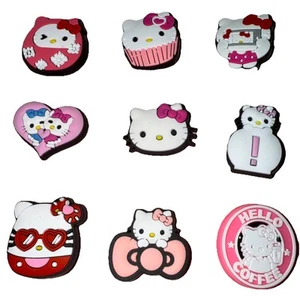 Set Of Nine Hello Kitty Random Shoe Charms Hello Coffee - Picture 1 of 5