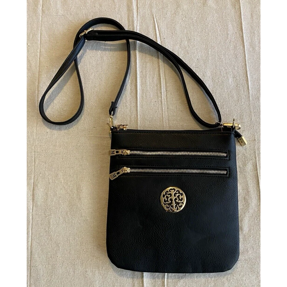 MONTANA WEST Purse Black-Gold Trim Genuine Leather Western Cowgirl Crossbody Bag - Image 1 of 4