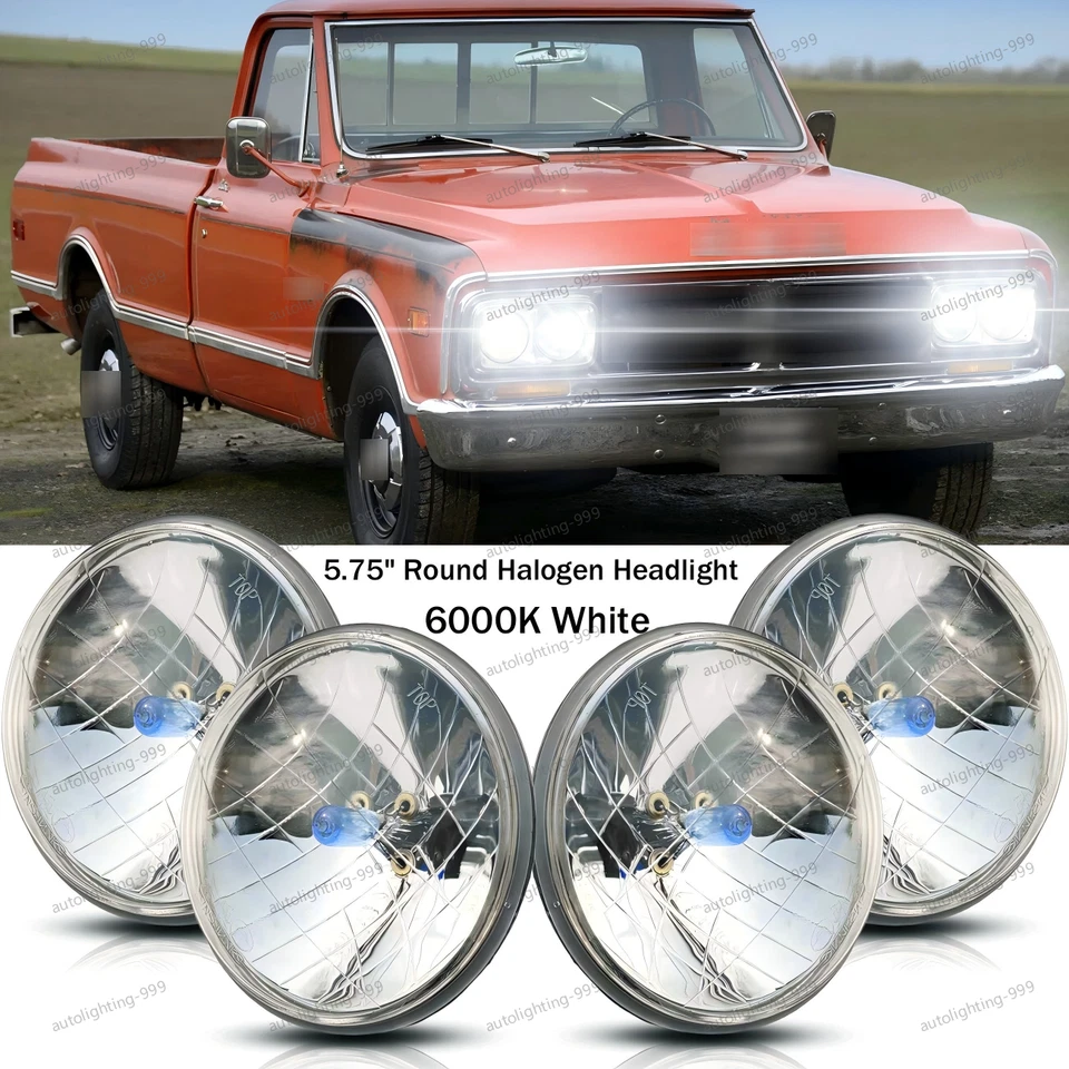 Faros redondos 4 piezas 5 3/4" 5,75" pulgadas para camioneta GMC C15 C1500 C25 C2500 con H4 Foto 1 de 4