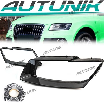 Pair Headlight Lens Cover Audi Q5 SQ5 2013–2017 Xenon/LED Foto 1 de 4