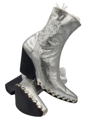 Jeffrey Campbell Walton Free People  Metallic Silve Womens Studded Boots US 6.5  - Image 1 of 4